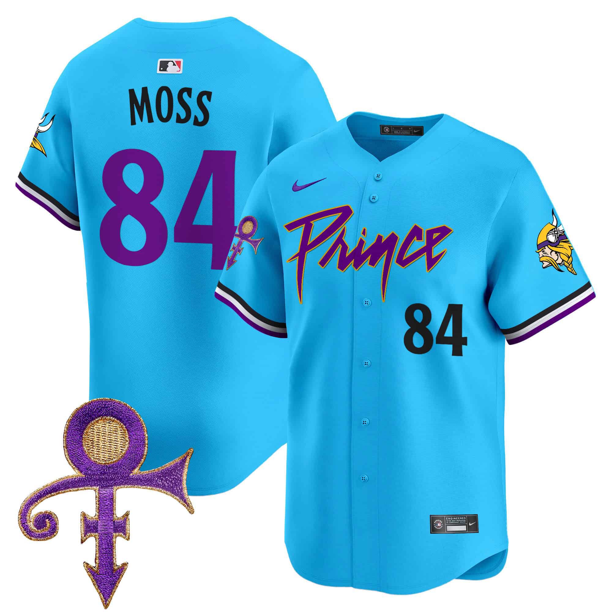 Men Minnesota Vikings 84 Moss Light Blue 2024 Nike Prince Patch Vapor Premier Limited NFL Jersey